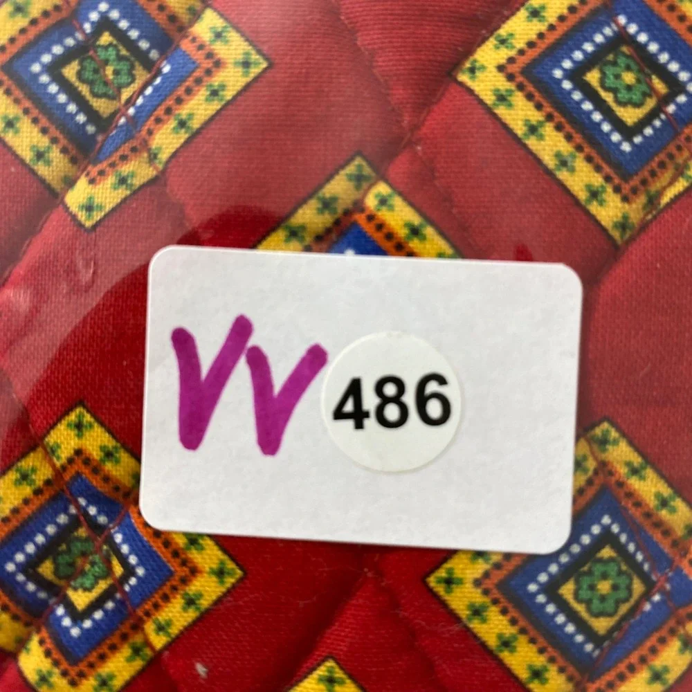 Vera Bradley Red Mediterranean Quilted Fabric Folding Double 4x6‎ Picture Frame